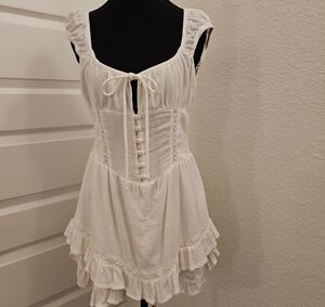 Urban Outfitters White Ruffle Corset One Piece Outfit